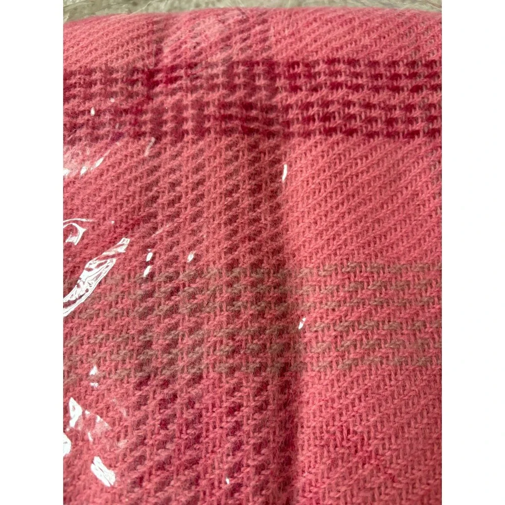 Vintage Faribault Affinity Throw Blanket Rose Plaid Wool Blend 50x60 USA NEW